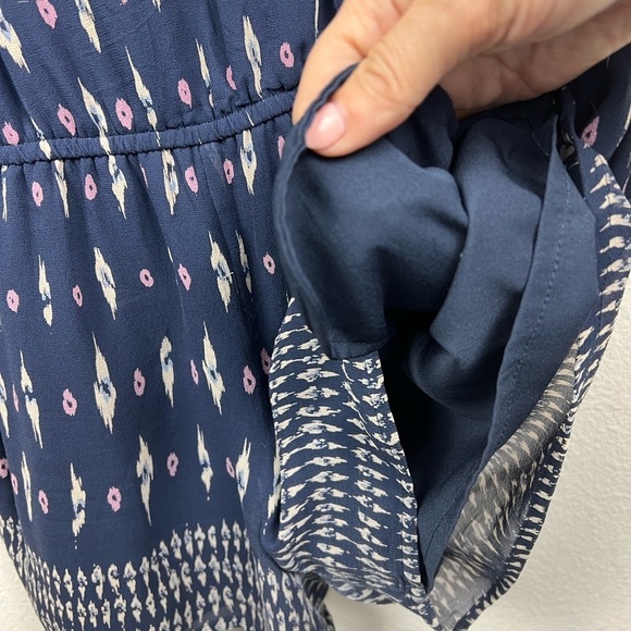 Joie Kayture Navy Silk Romper in Printed Georgette - Picture 11 of 16